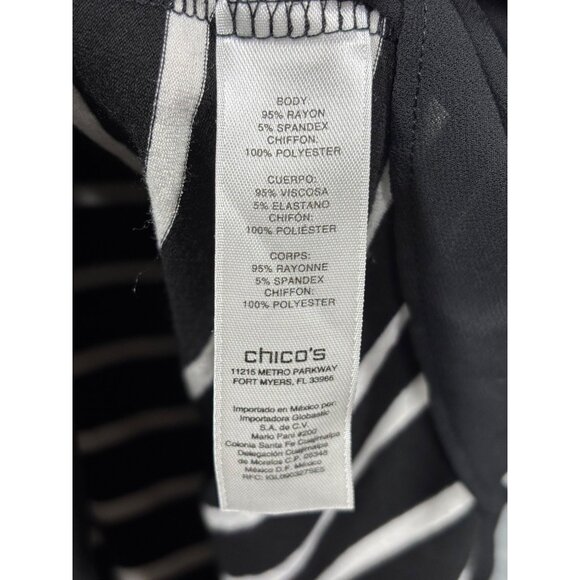 Weekends By Chicos Size 3 XL Striped Black White Tunic Top - Picture 5 of 6